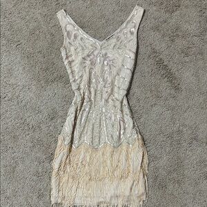 Elegant Cream and Gold Mini Dress